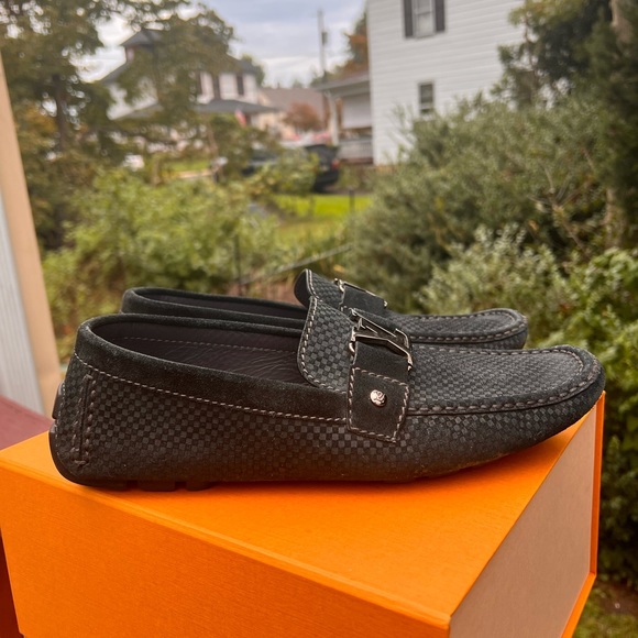 LOUIS VUITTON MENS DARK GRAY LOAFERS SIZE 8.5 - Picture 11 of 15